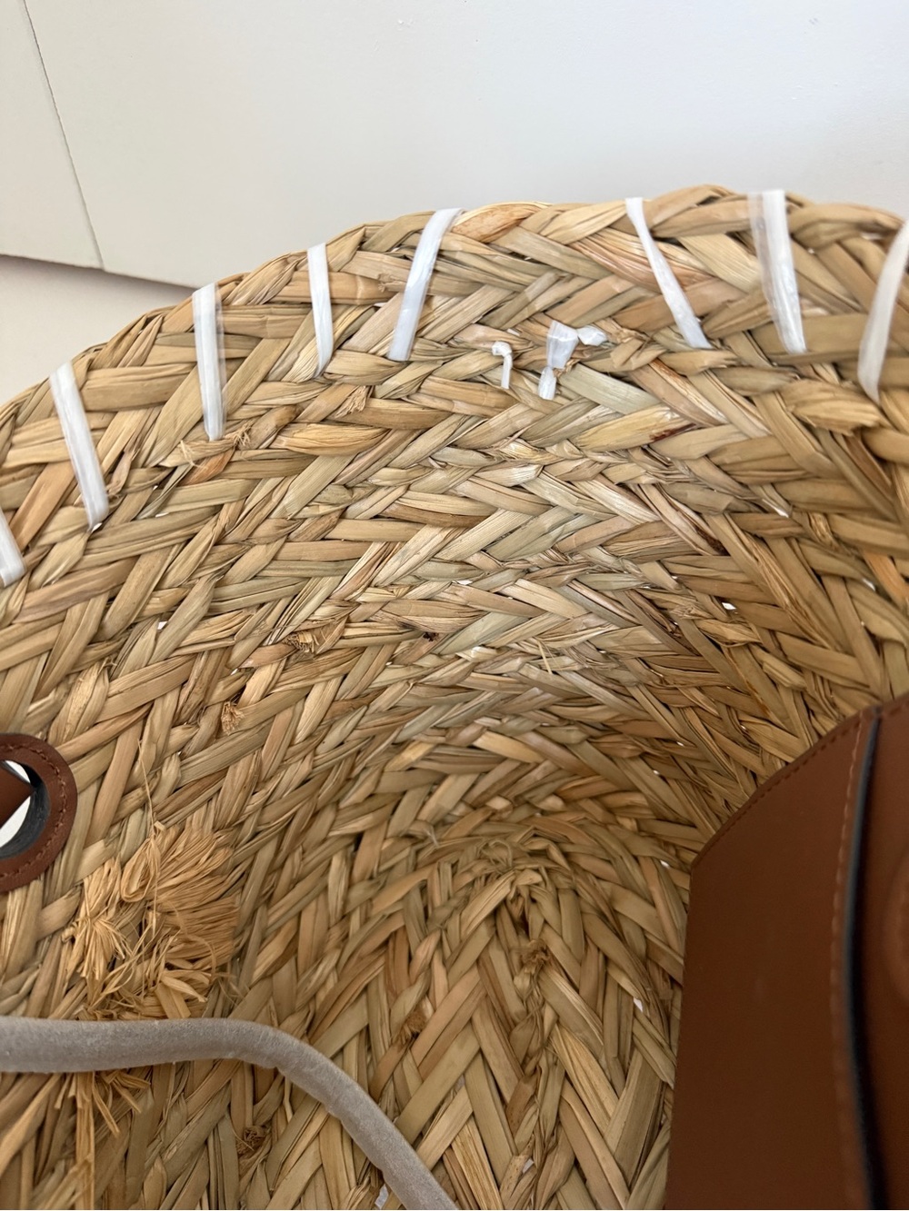 Anya Hindmarch Natural Woven Basket Tote with Brown Leather Handles - Picture 12 of 15